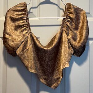 Brown snake print cropped blouse